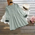 thumbnail image 1 of Leesechin Womens Tops Long Sleeve Womens Fashion Solid Color Button T-shirt Long Sleeves Blouse Round Neck Plus Size Tops, 1 of 8