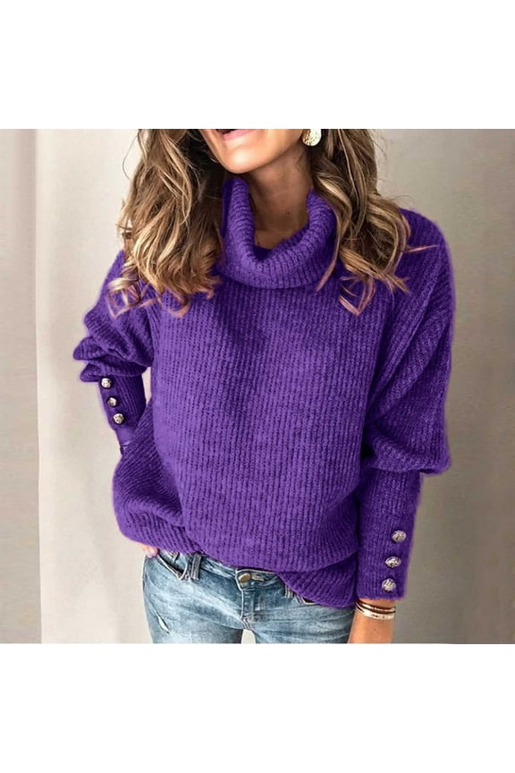 Leesechin Womens Turtleneck Oversized Sweaters Batwing Long Sleeve Pullover Loose Chunky Knit Jumper