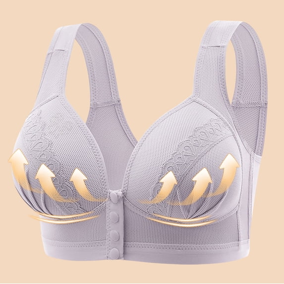 Fewfanhot Womens Wireless Bra Front Closure No Underwire Breathable Soft Supportive Seamless Adjustable Straps for Daily Wear