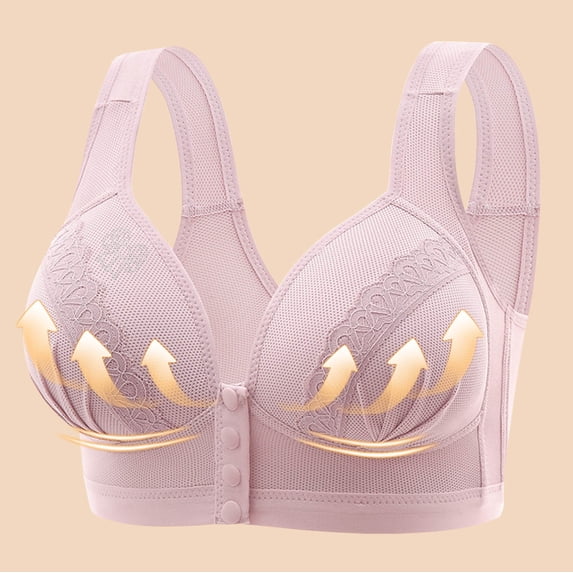 Fewfanhot Womens Wireless Bra Front Closure No Underwire Breathable Soft Supportive Seamless Adjustable Straps for Daily Wear
