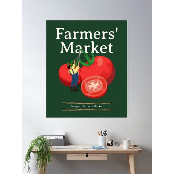Leesport Farmers Market - Vintage Kitchen Art Poster Wall Art, Modern Wall Decor For Living Room Bedroom, 8x12 UNFRAMED