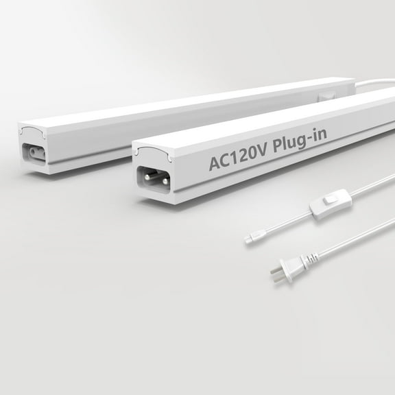 Leetdud Under Cabinet Lighting Plug In, 16'' 2pcs,3 Color 3000K/4000K/5000K,Linkable AC120V Ultra Slim, Super Bright Under Counter Light For Kitchen, Cupboard, Sink Light, Shelf Light