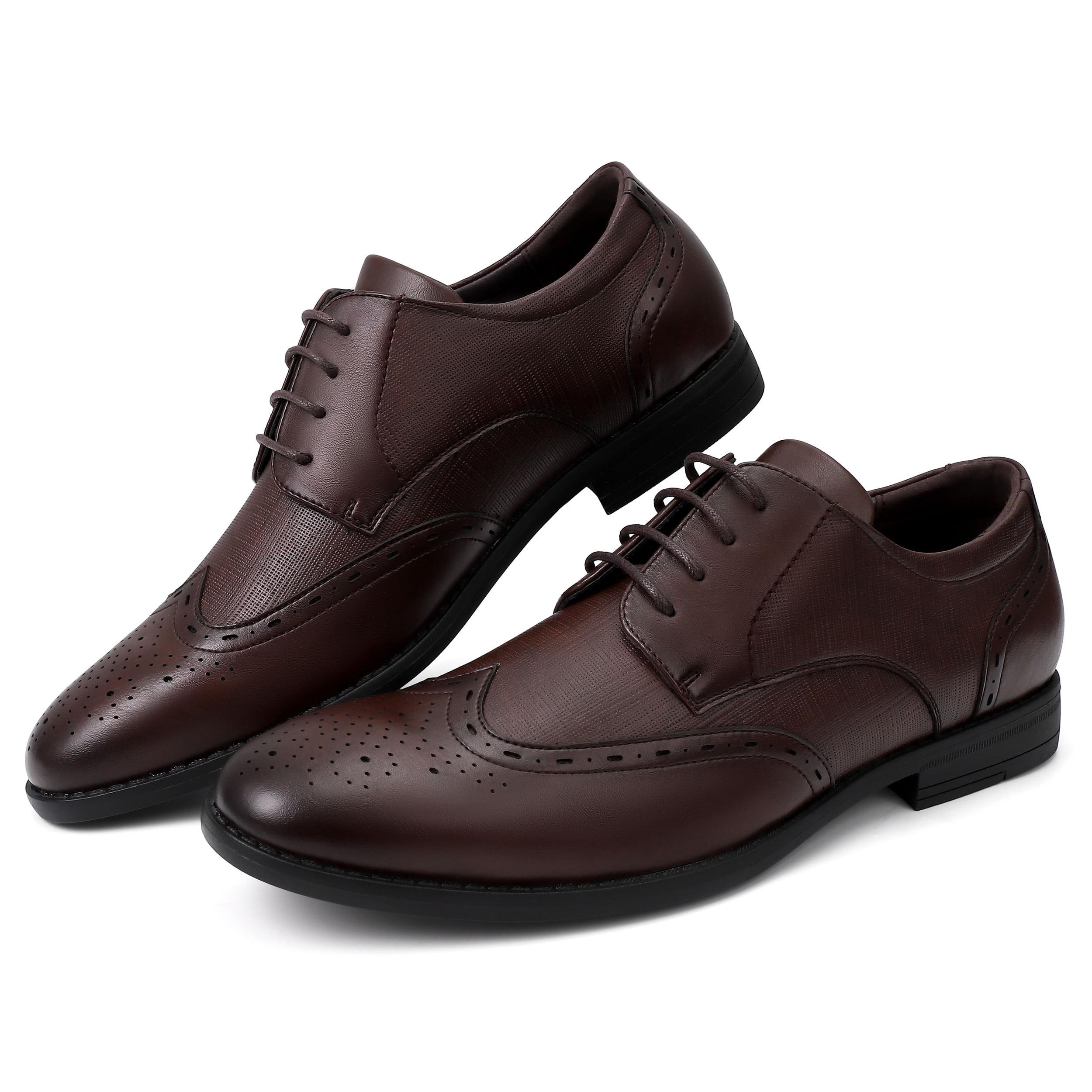 Leeten Men s Dress Shoes Mens Oxford Shoes Leather Stylish Lace up Wingtip Brogues Business Casual Formal Derby Shoe Brown 12