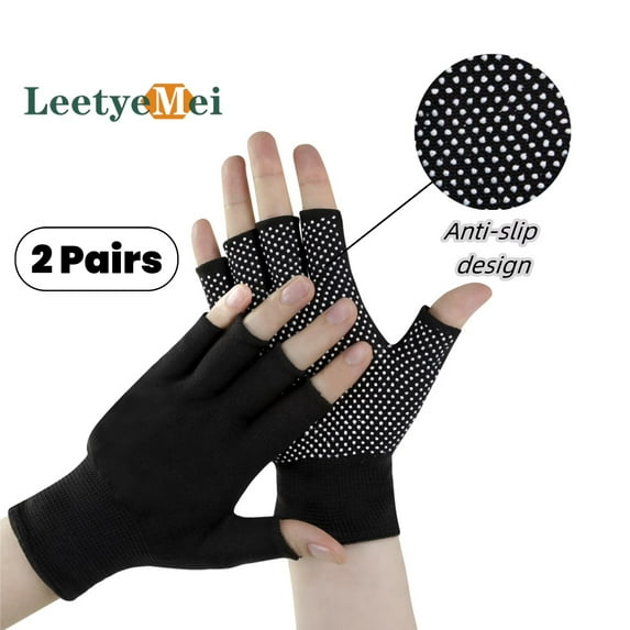 Leetye Mei Lightweight Non-Slip Breathable Unisex Exercise Half-Finger Gloves, 2 Pack
