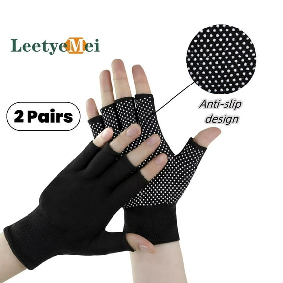 Leetye Mei Lightweight Non-Slip Breathable Unisex Exercise Half-Finger Gloves, 2 Pack