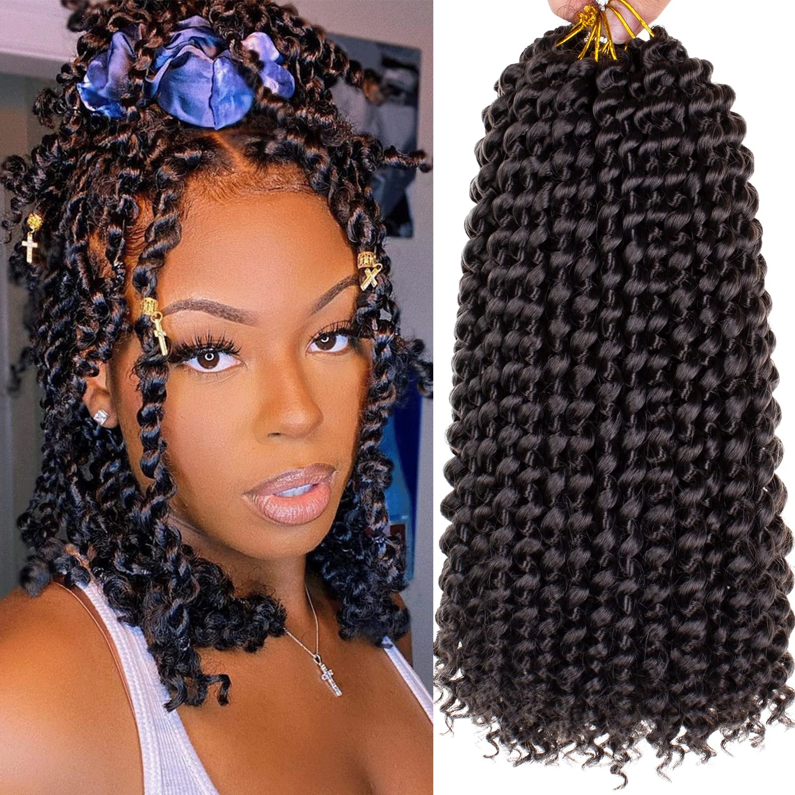  Leeven 7 Packs Passion Twist Hair 12 Inch Water Wave Crochet Braiding ...