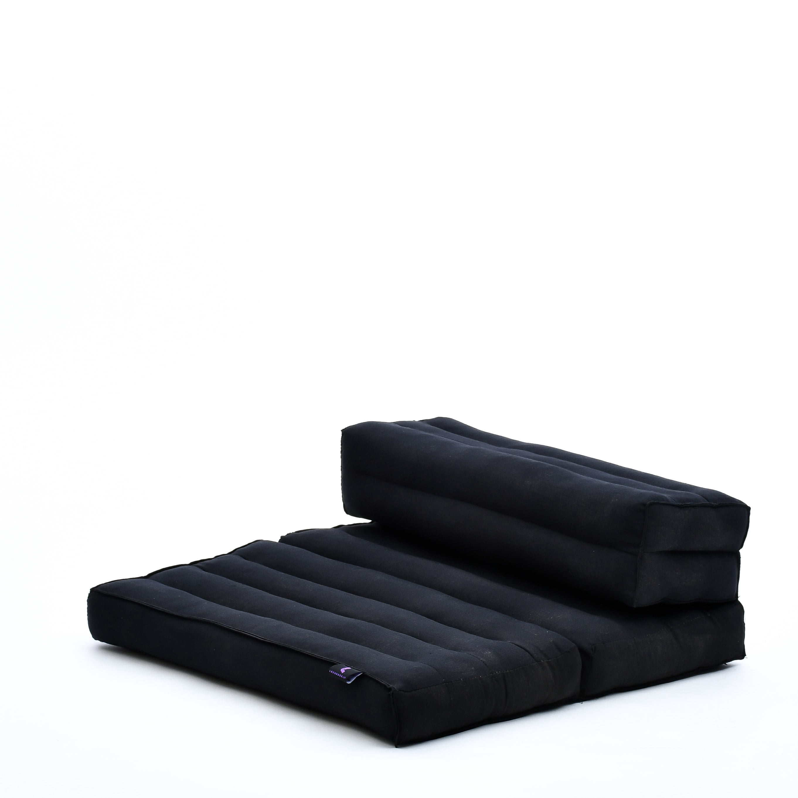 Leewadee Foldable Floor Mattress – 2 in 1 Floor Meditation Mat for Yoga and Relaxation, Seating Futon with Kapok, 20 x 28 inches, Black