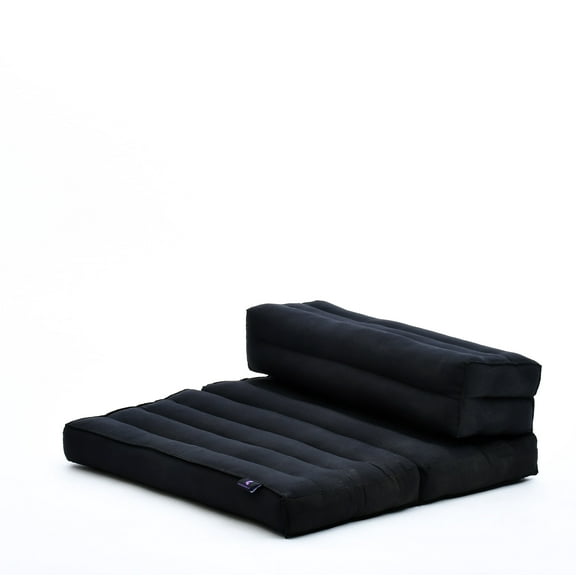 Leewadee Foldable Floor Mattress – 2 in 1 Floor Meditation Mat for Yoga and Relaxation, Seating Futon with Kapok, Black