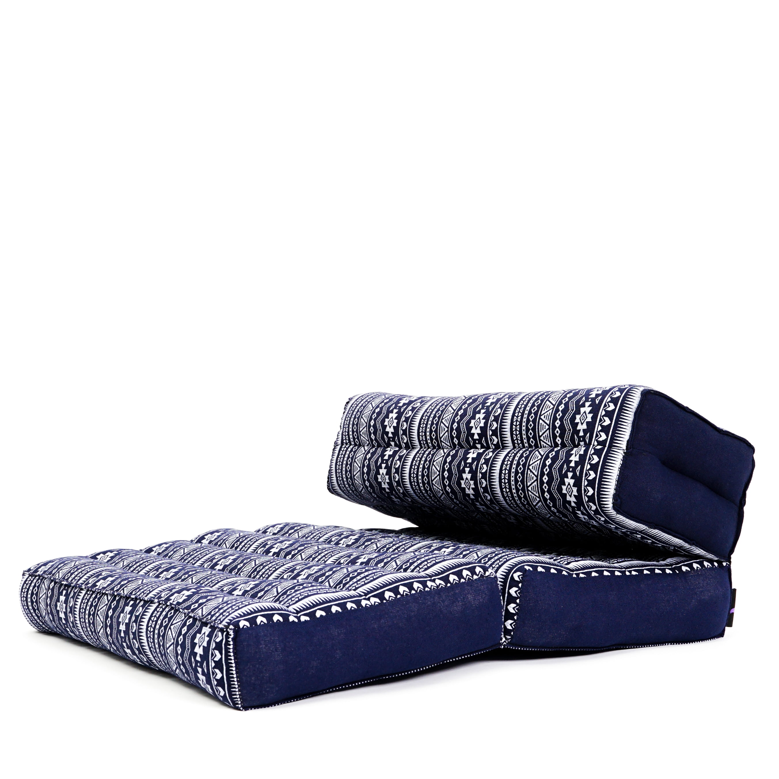 Leewadee Foldable Floor Mattress – 2 in 1 Floor Meditation Mat for Yoga and Relaxation, Seating Futon with Kapok, 20 x 28 inches, Blue White