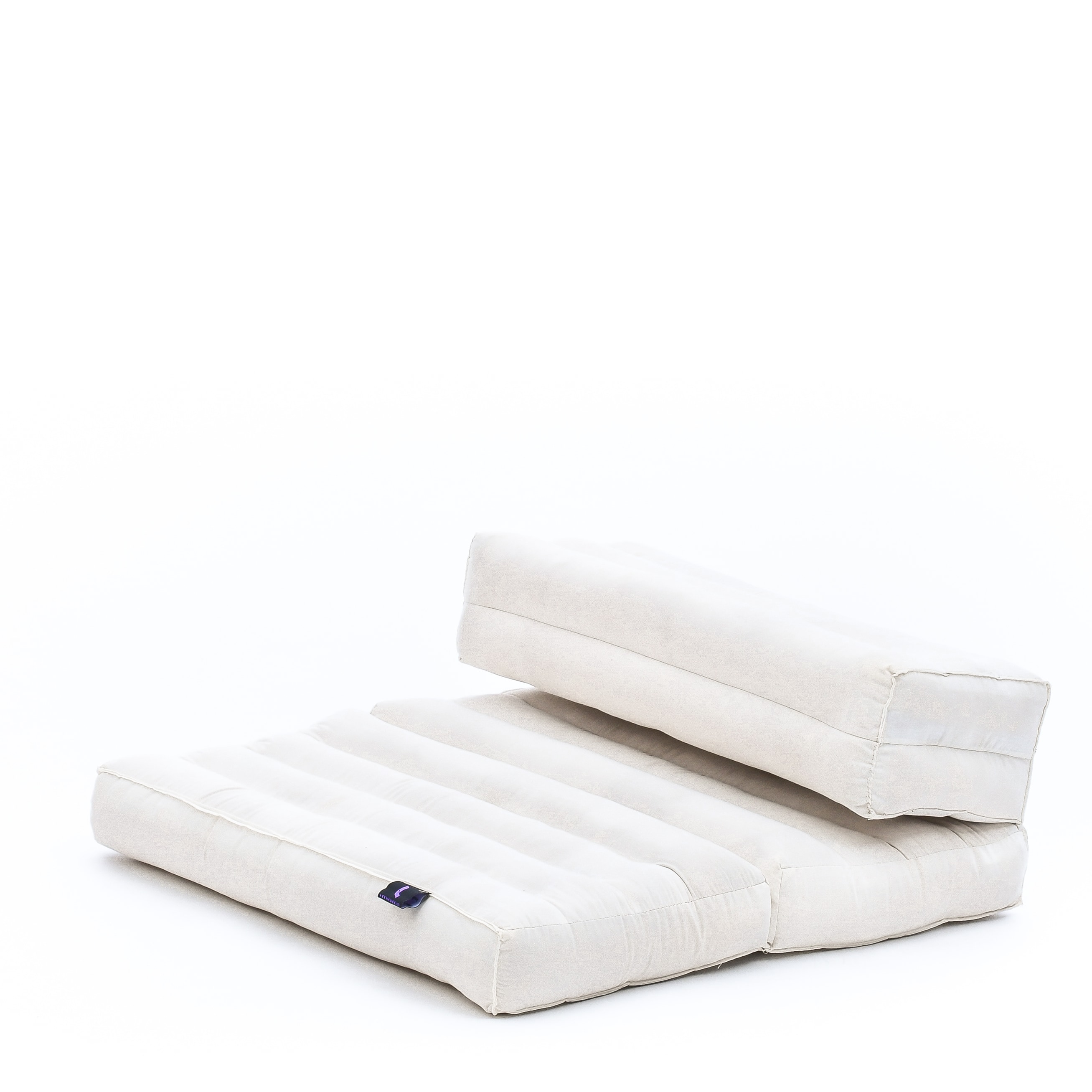 Leewadee Foldable Floor Mattress – 2 in 1 Floor Meditation Mat for Yoga and Relaxation, Seating Futon with Kapok, 20 x 28 inches, Ecru