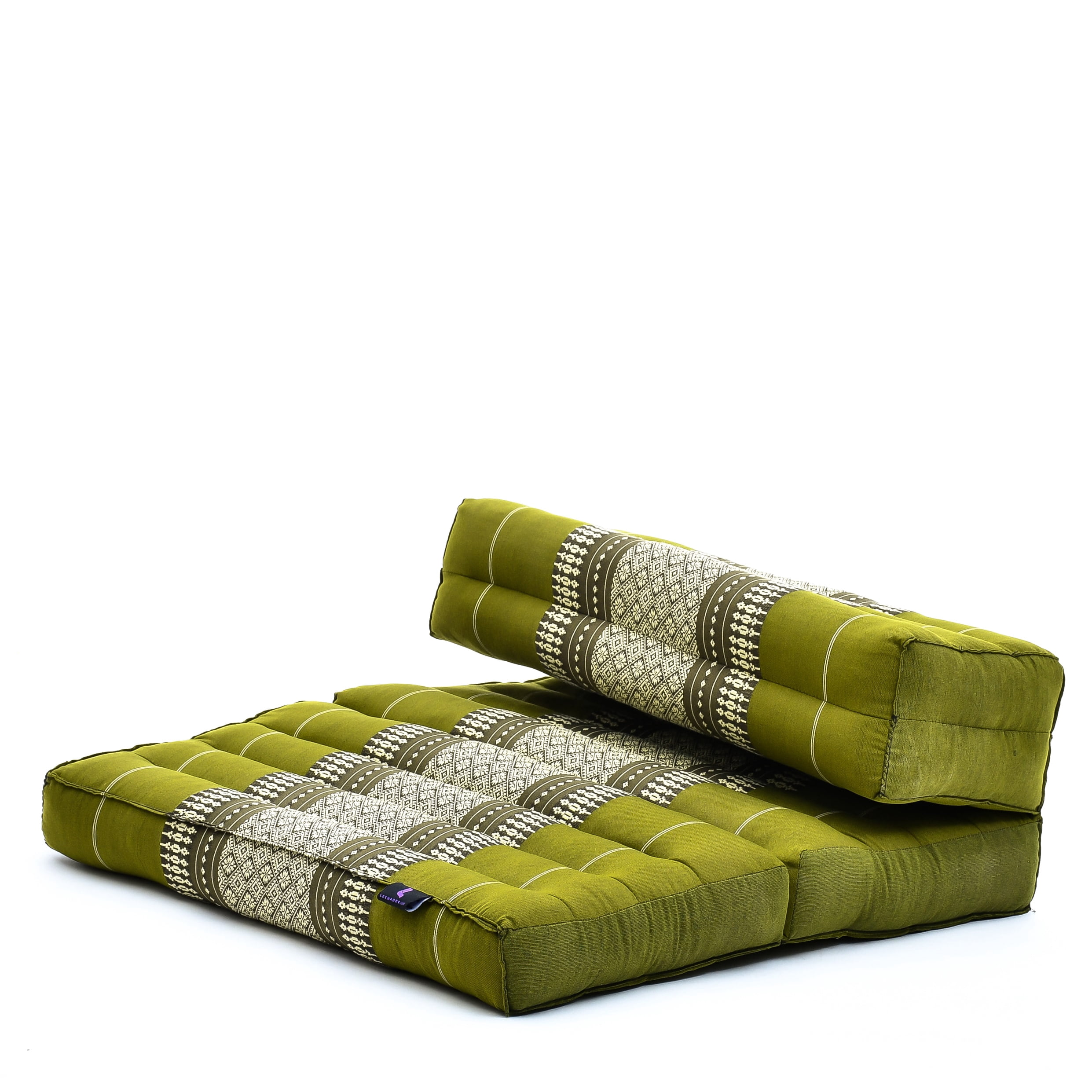 Leewadee Foldable Floor Mattress – 2 in 1 Floor Meditation Mat for Yoga and Relaxation, Seating Futon with Kapok, 20 x 28 inches, Green