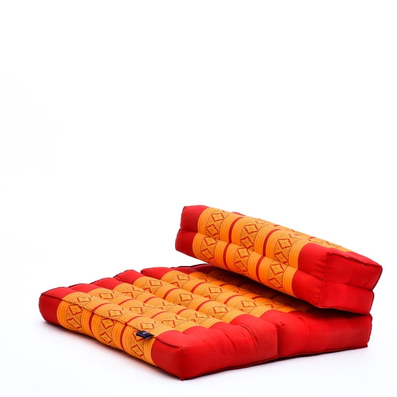 Leewadee Foldable Floor Mattress – 2 in 1 Floor Meditation Mat for Yoga and Relaxation, Seating Futon with Kapok, Orange Red