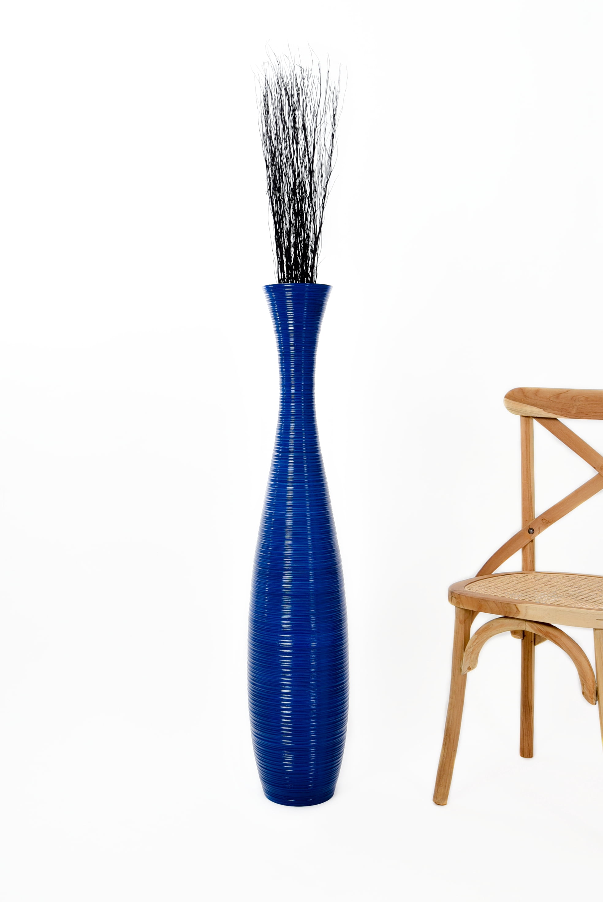 Leewadee Große Bodenvase Für Pampasgras Und Blumen, 85 cm hoch, Schwarz, Resin