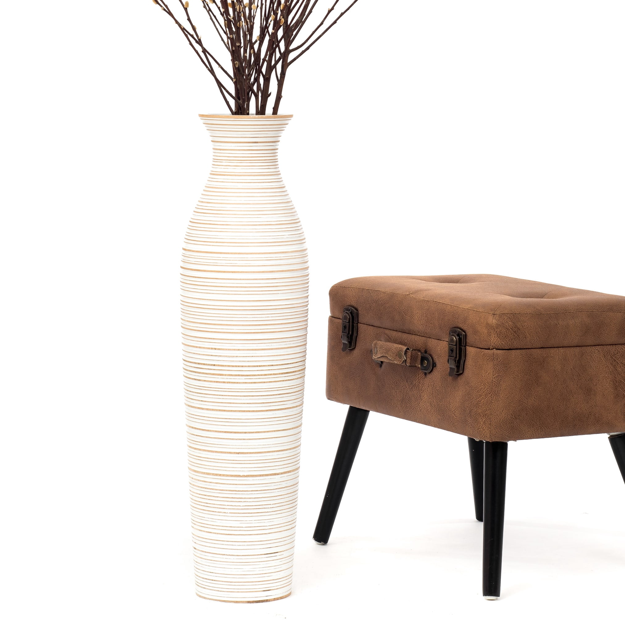 Leewadee Large Floor Vase – Handmade Flower Holder Made of Wood ...