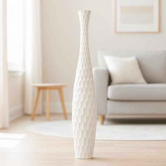Leewadee White Wood Floor Vase - 41 inch Large Indoor Decorative Accent for Dried Flowers