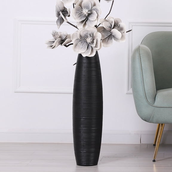 Leewadee Decorative Tall Floor Vase for Living Room Decor, 26 inches, Black, Resin