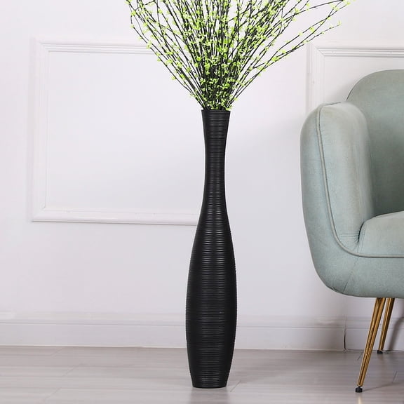 Leewadee Decorative Tall Floor Vase for Living Room Decor, 26 inches, Black, Resin
