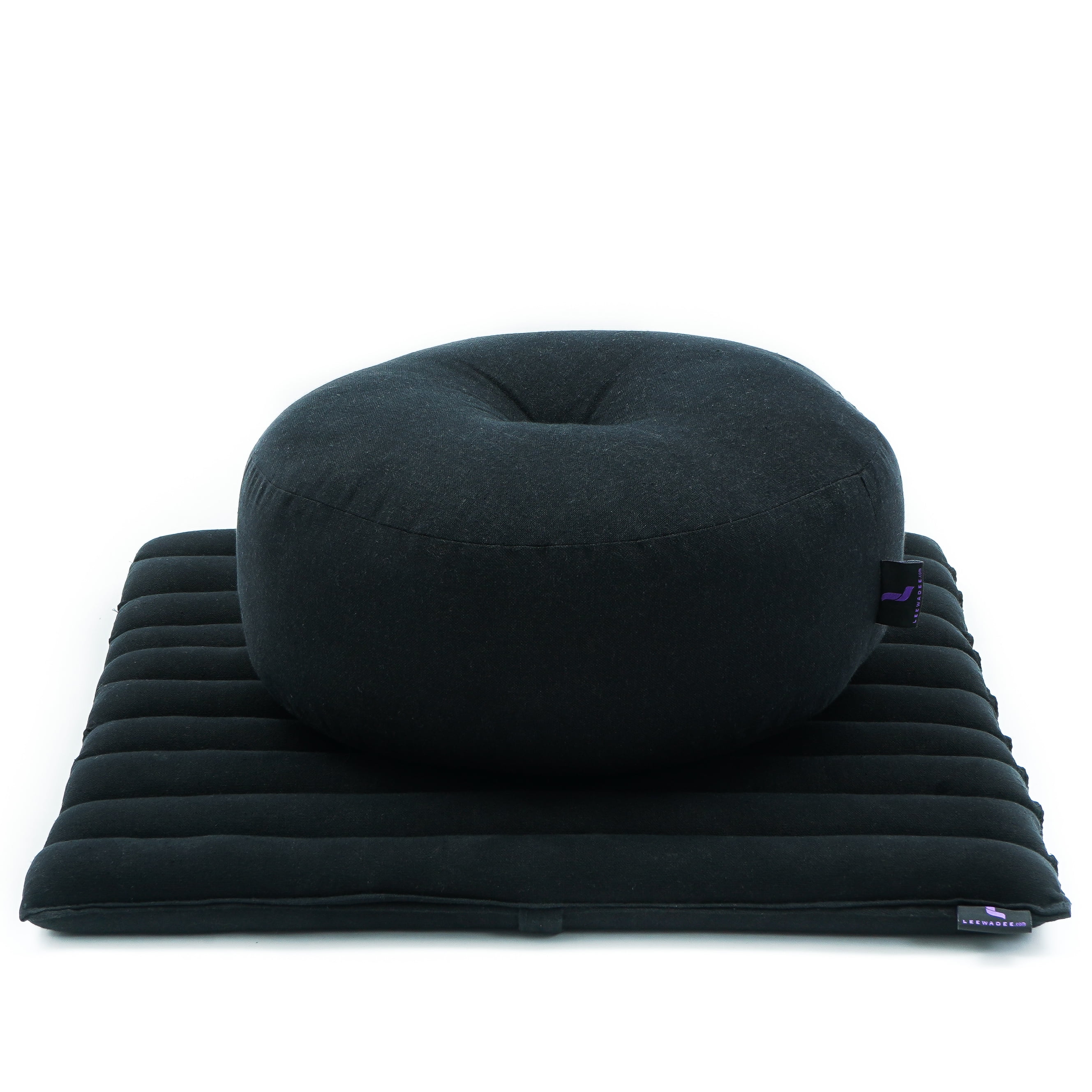 Leewadee Meditatie Kussenset - 1 klein Zafu Yoga Kussen en 1 kleine oprolbare Zabuton Mat Gevuld met milieuvriendelijk Kapok, Set van 2, Bruin