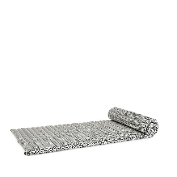 Leewadee Rollable Floor Mat L – Comfortable and Rollable Thai Mattress, Soft Massage Mat Filled with Kapok, Perfect to Use as a Sleeping Mat 75 x 39 inches, Black