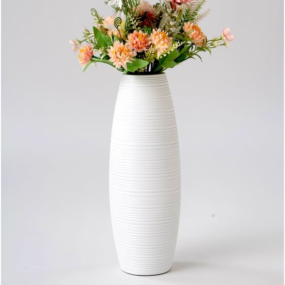 Leewadee - White Floor Vase for Pampas Grass, Large Flower Vase for Home Decor, Resin