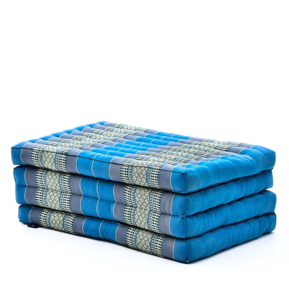 Leewadee Trifold Mattress Standard – Comfortable Thai Massage Pad, Foldable Floor Mattress Filled with Kapok, Perfect to Use as a Sleeping Mat 79 x 28 inches, Light Blue