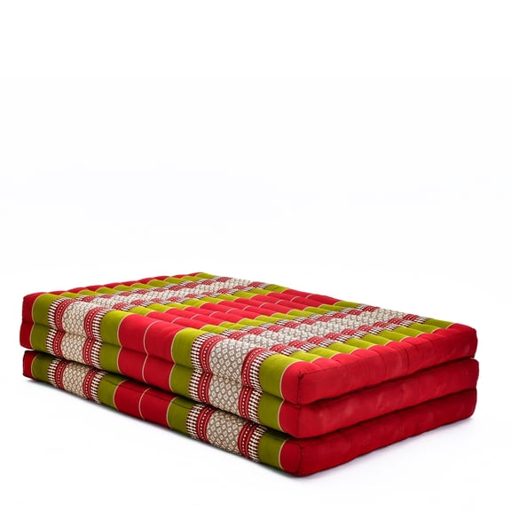 Leewadee Trifold Mattress XL – Comfortable Thai Massage Pad, Foldable Relaxation Floor Mattress Filled with Kapok, Perfect to Use as a Sleeping Mat , Brown