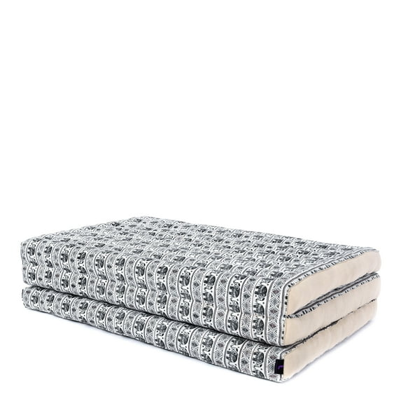 Leewadee Trifold Mattress XL – Comfortable Thai Massage Pad, Foldable Relaxation Floor Mattress Filled with Kapok, Perfect to Use as a Sleeping Mat , Blue White