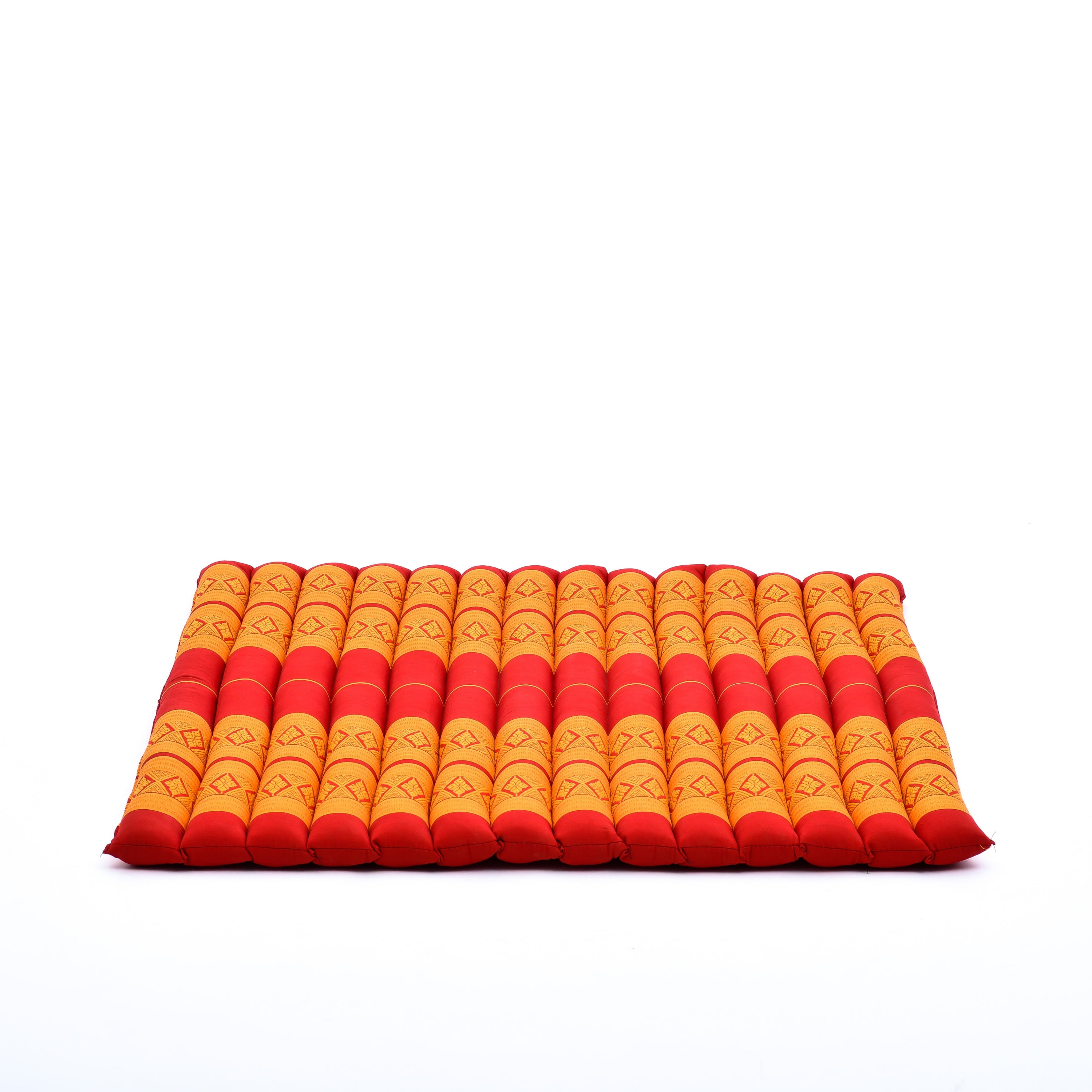 Leewadee Zabuton Seating Cushion – Square Floor Seat for Meditation Exercises, Light Yoga Mat Filled with Kapok, 28 x 28 inches, Orange Red