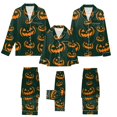 thumbnail image 1 of Leey-Word Matching Family Sleepwear Button Down Nightwear Sets 2 Pcs Pjs Long Sleeve Halloween Pajamas with pockets, 1 of 8