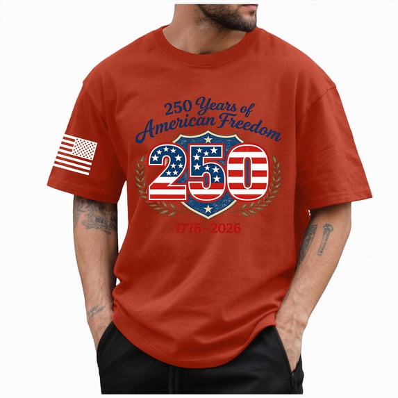 Leey-World 250 Anniversary Shirts Eagle and Flag 250 Years 1776-2026 250th Birthday T-Shirt(Red,XL)