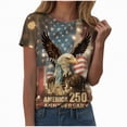 thumbnail image 1 of Leey-World 250 Anniversary USA 250th American Flag Patriotic 250 Years T-Shirt Usa Shirt Women(Coffee,2XL), 1 of 7