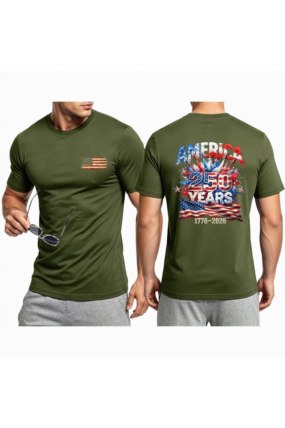 250 Anniversary Usa Merchandise USA Shirt Crewneck Pullover Tops Men's Tshirts Shirts Short Sleeve T Shirt America Crew Neck Tee(AG,L)
