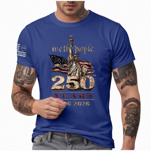Leey-World 250 Anniversary Usa Shirt Eagle and Flag 250 Years 1776-2026 250th Birthday T-Shirt(Blue,S)