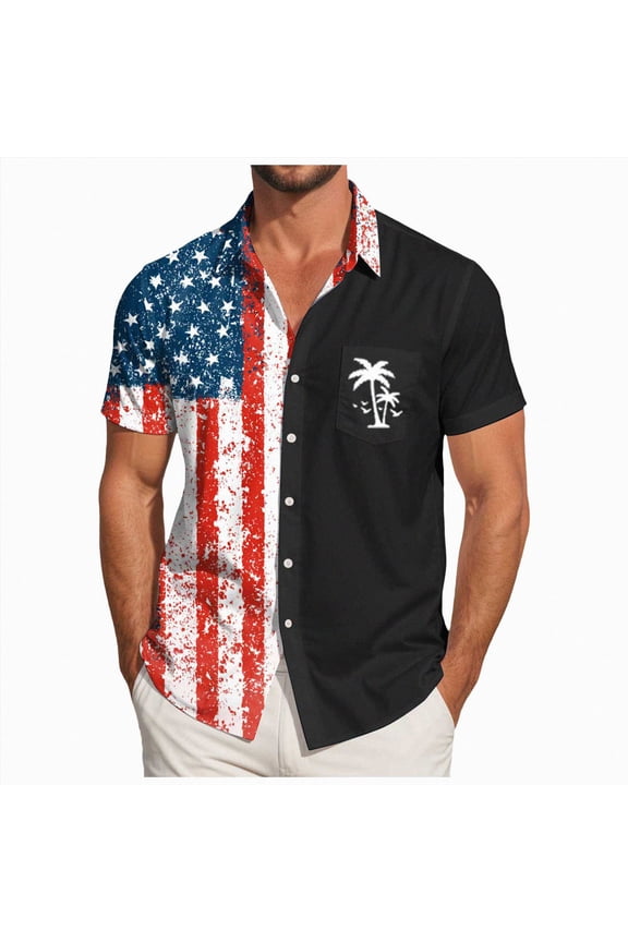 250 Anniversary Usa Shirt Mens Funny Hawaiian Shirts for Men | Printed Men's Casual Short Sleeve Button-Down Shirts, Patriotic Style(Black,M)