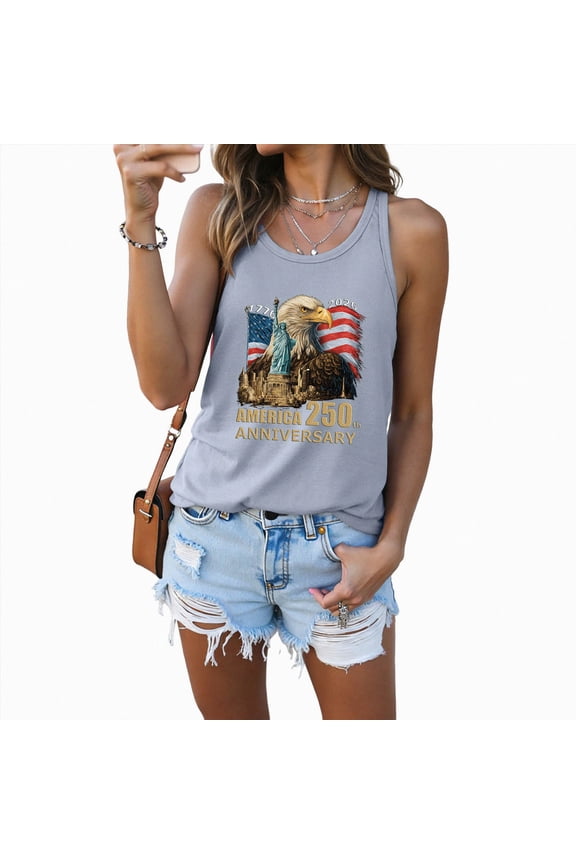 250 Shirt Womens Tank Tops Summer Graphic Tanks Beach Vacation Tops Loose Running Athletic Sleeveless Shirt(Light Gray,XL)
