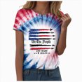 thumbnail image 1 of Leey-World 250 Year Anniversary America Women Tee Shirts Tie Dye Shirt for Women Hippies Crewneck Short Sleeve T-Shirt(Dark Blue,S), 1 of 7
