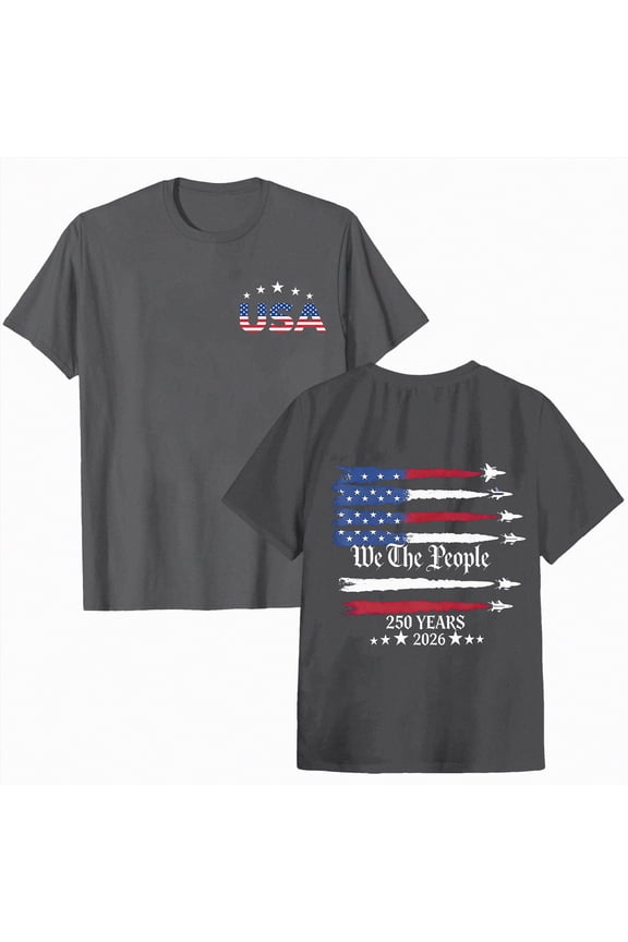 250 Years American 250th Anniversary US USA Flag 4th of July T-Shirt Patriots Shirts for Women(Dark Gray,S)