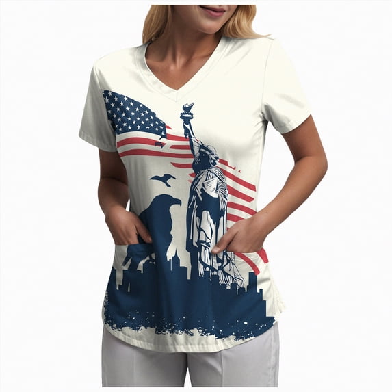 Leey-World 250 Years American Anniversary 250th Independence Day T-Shirt Patriotic Shirts for Women(White,S)