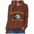 thumbnail image 1 of Leey-World 250 Years of Freedom 250th Anniversary USA Flag 4th of July Shirt Patriotic Tops for Women(Brown,L), 1 of 9