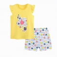 thumbnail image 1 of Leey-World 2Pcs Toddler Girls Summer Outfits Set – Flower Short Sleeve T-Shirt and Pants for Gift Summer Outfits Girls' Clothing Set Summer Short Set Outfit(Yellow,3-4 Years), 1 of 8
