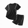 thumbnail image 1 of Leey-World 2t Boys Clothes Boys 2 Piece Athletic Outfits Short Sleeve Sport T-shirt and Shorts Summer Casual Clothes for 6-12 Years Boys Outfits Sets Size 7(Black,7-8 Years), 1 of 4