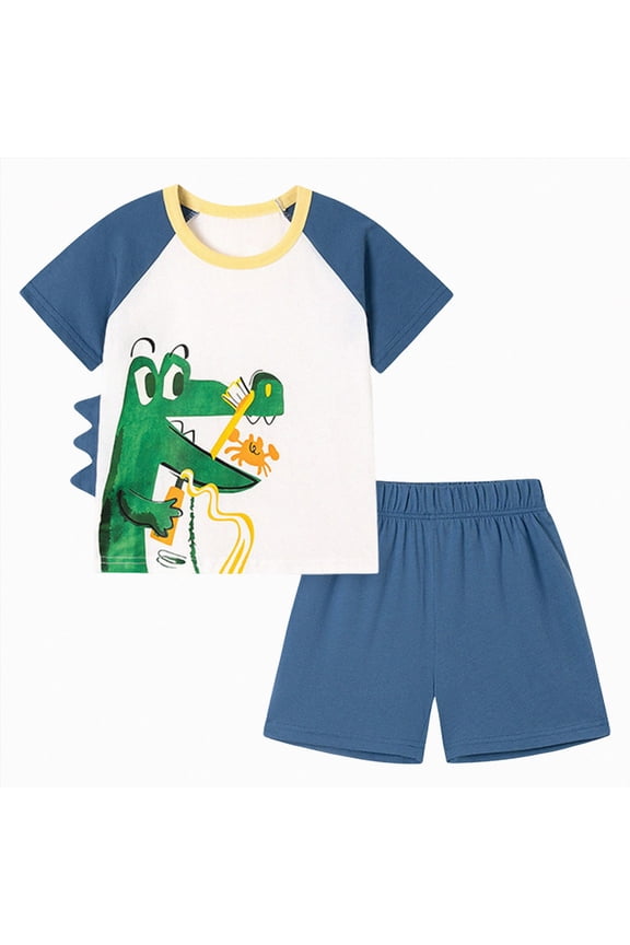 2t Boys Clothes Boys 2 Piece Athletic Outfits Short Sleeve Sport T-shirt and Shorts Summer Casual Clothes for 6-12 Years Boys Summer(Navy,4-5 Years)