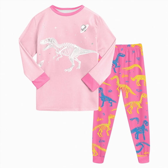 Leey-World 3t Girls Pajamas Long Sleeve 2-Piece Toddler Pajamas Sleepwear Pjs Cotton For Baby, Toddler, Kids, Boy Warm Fall Winter Baby Long Outfits Girl(Light Pink,7-8 Years)