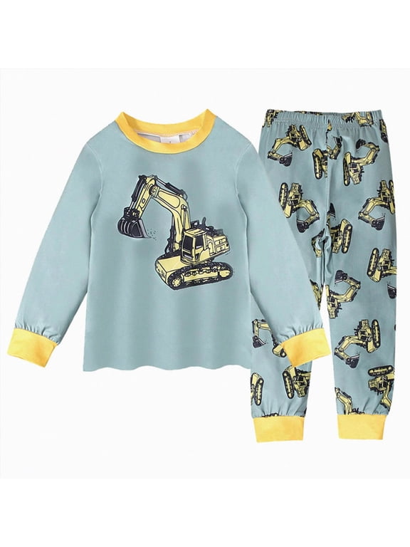 4t Boys Pajamas 2-Piece Toddler Pajamas Sleepwear Pjs Cotton For Baby, Toddler, Kids, Boy Warm Fall Winter Baby Long Outfits Girl(Light Blue,6-7 Years)