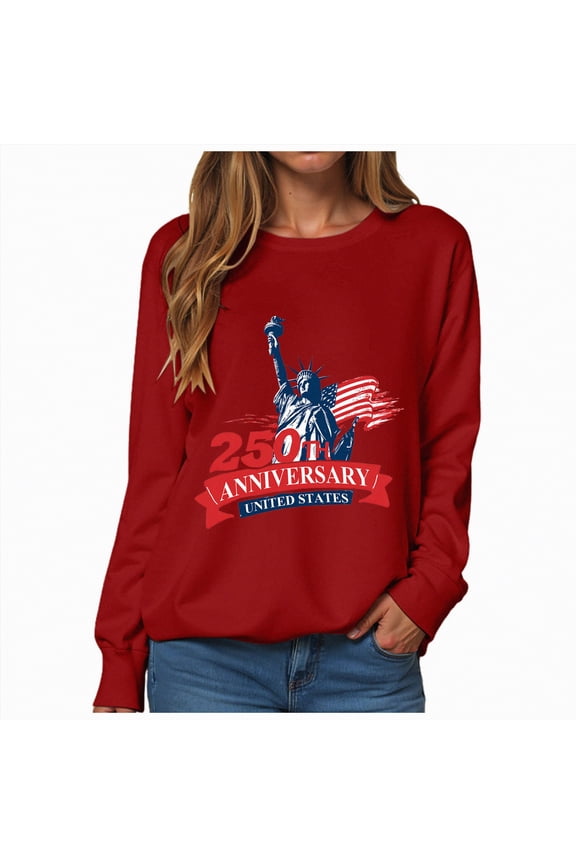 4th Of July Long Sleeve Shirts Women USA T Shirt Patriotic American Flag Men Women Kids July 4th T-Shirt(Red,2XL)