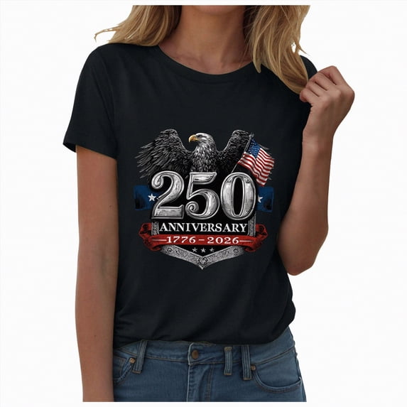 Leey-World 4th Of July Shirt 250 Years America Anniversary 250th Independence Day Freedom T-Shirt(Black,3XL)