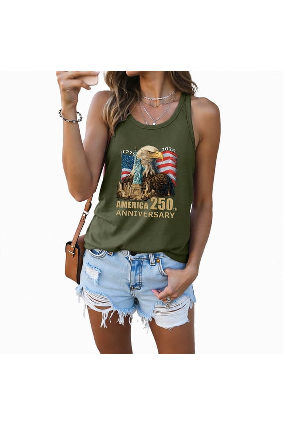 4th Of July Shirts Women Womens Tank Tops Summer Graphic Tanks Beach Vacation Tops Loose Running Athletic Sleeveless Shirt(AG,XL)
