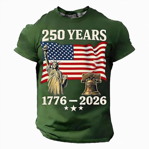 Leey-World American 250 Anniversary Shirt 4th of July Shirts for Men Patriotic American Flag Tshirts 250th Anniversary Independence Day Tees Tops(AG,4XL)
