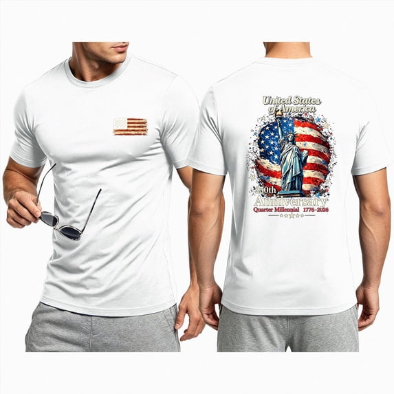 Leey-World American Flag Shirt USA Eagle Graphic Shirts for Men, 250th Independance Shirt, Patriotic Shirts for Mens(White,2XL)