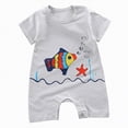 thumbnail image 1 of Leey-World Baby Boy Rompers 9-12 Months Baby Boy Clothes Summer Baby Boy Bubble Romper Short Sleeve Jumpsuit One Piece Outfit Newborn Infant Clothing(Grey,6-12 Months), 1 of 4